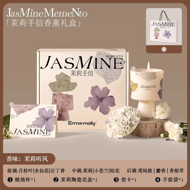 Jasmine Souvenir Aromatherapy Crystal Gift Set Jasmine Scented Candle Set